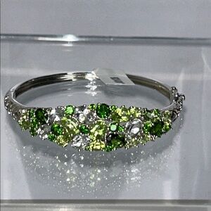 NWT Chuck Clemency Designer Sterling Silver Multi Gemstone Cuff Bracelet Boho
